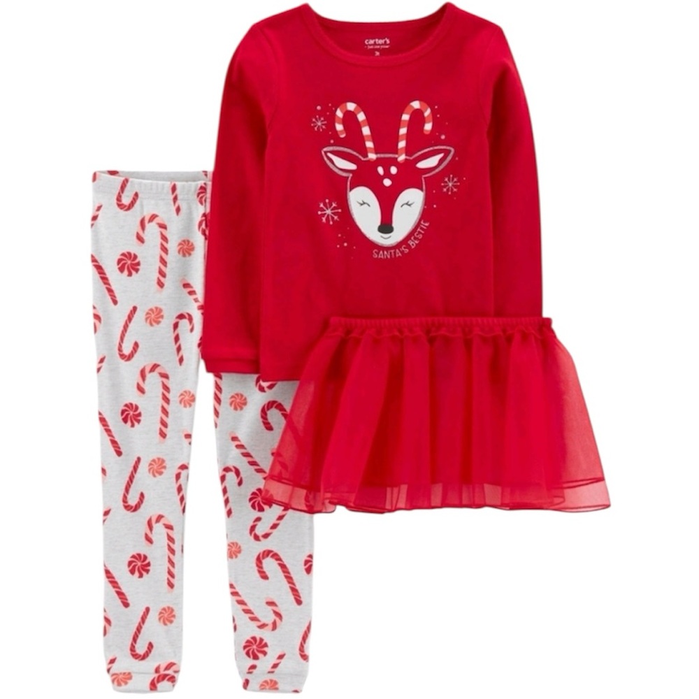 Carter's Red and White girl Christmas outfit